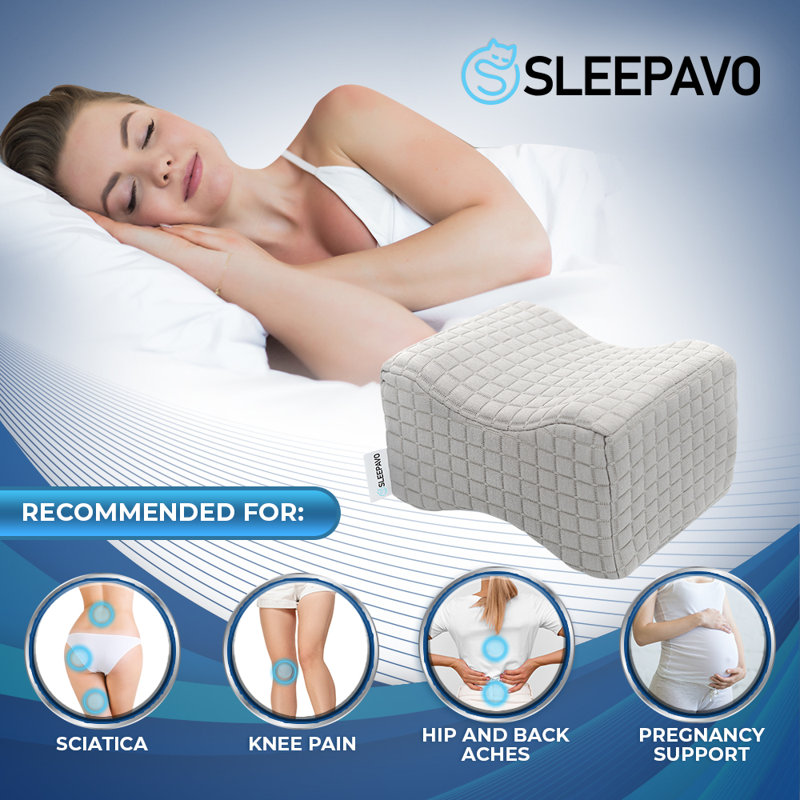 Sleepavo Knee Pillow For Side Sleepers Leg Pillow For Sleeping For Sciatica Pain Relief Leg Pain